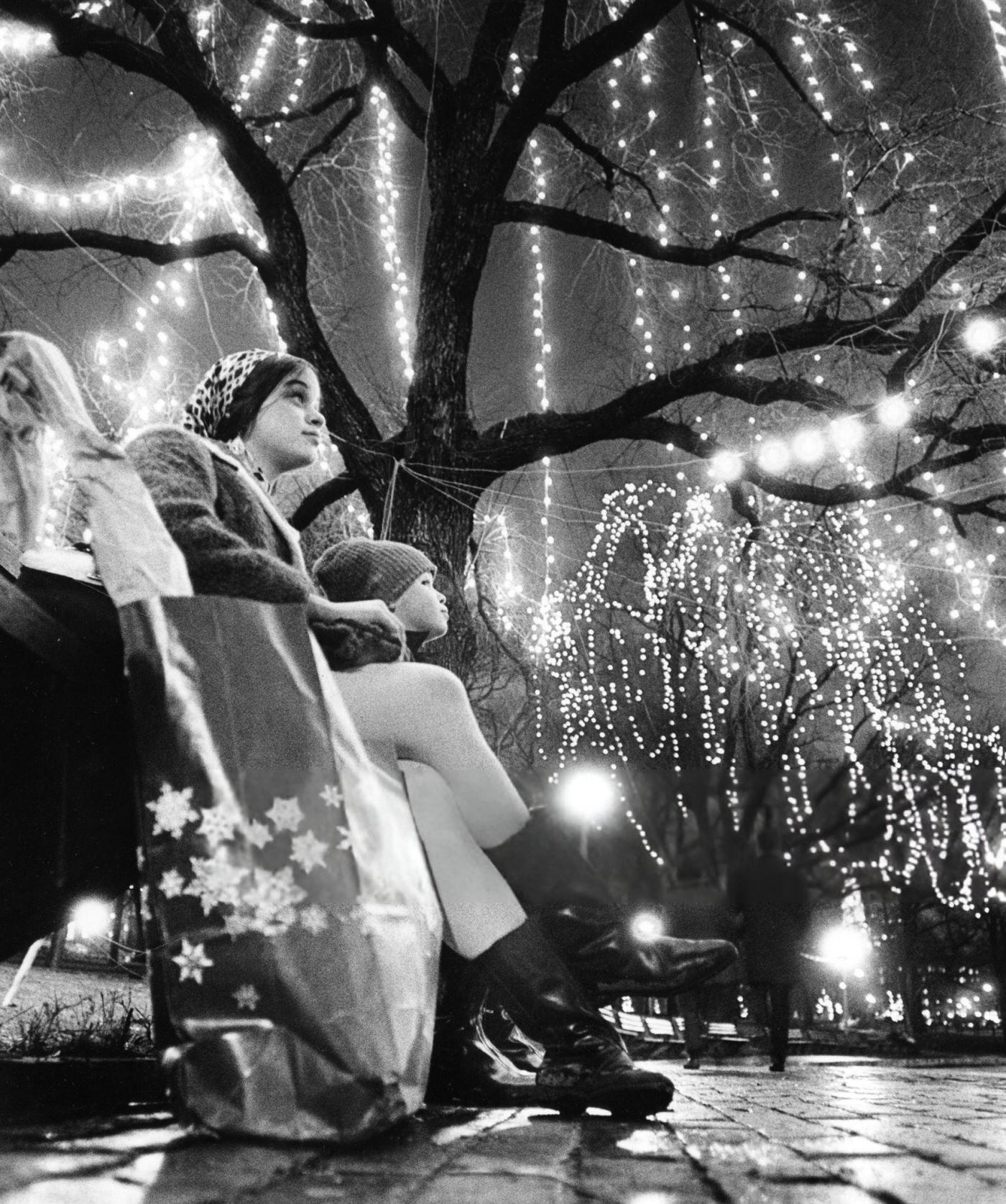 Fordham University Junior Janet Foley and brother Richard sit out in the Boston Common after shopping in Boston, 1968.