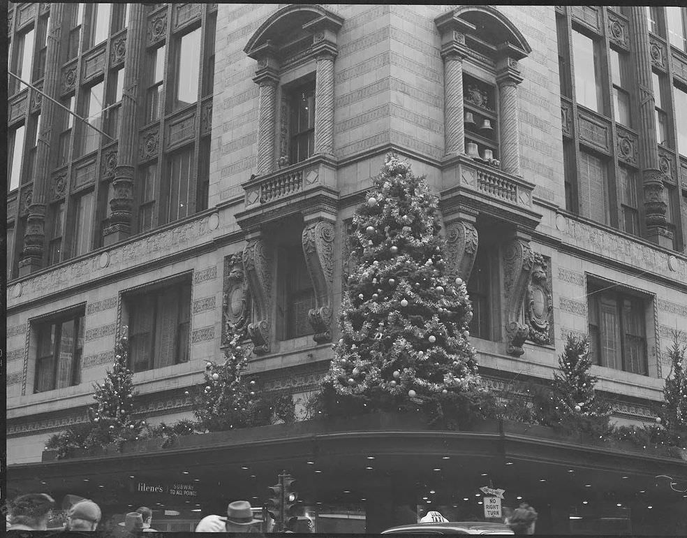 Filene's department store in the Downtown Crossing shopping district in Boston, 1954.