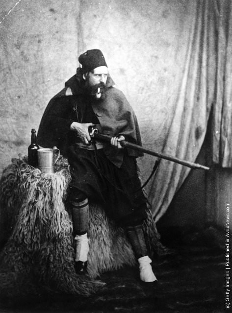 War photographer Roger Fenton in a Zouave soldier's uniform, 1850s.