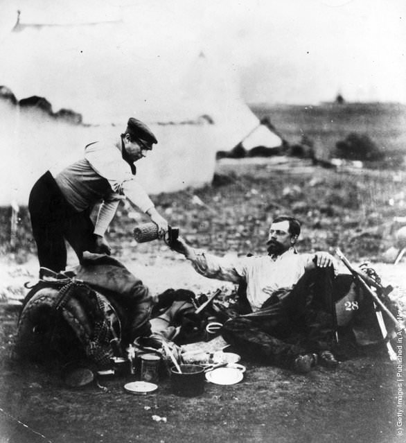 Lieutenant Colonel Halliwell at an army camp in Russia during the Crimean War, 1855.