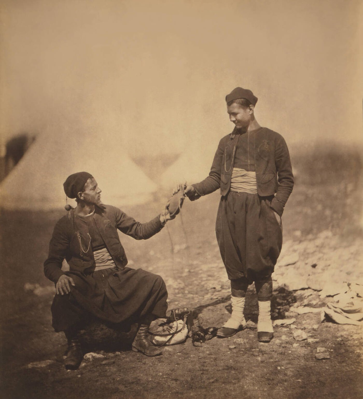 Two French Army Zouaves during the Crimean War, 1855.
