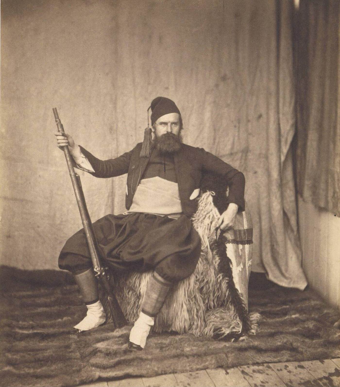 Roger Fenton's self-portrait in a Zouave uniform, 1855.