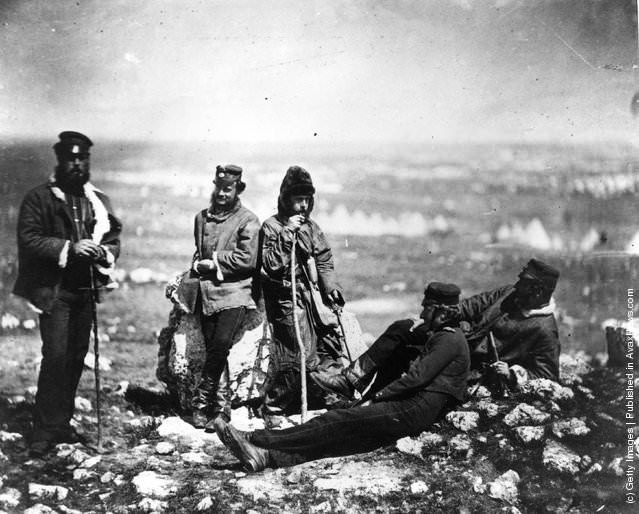 Officers of the 89th Regiment at Cathcart's Hill in Crimea, 1850s.