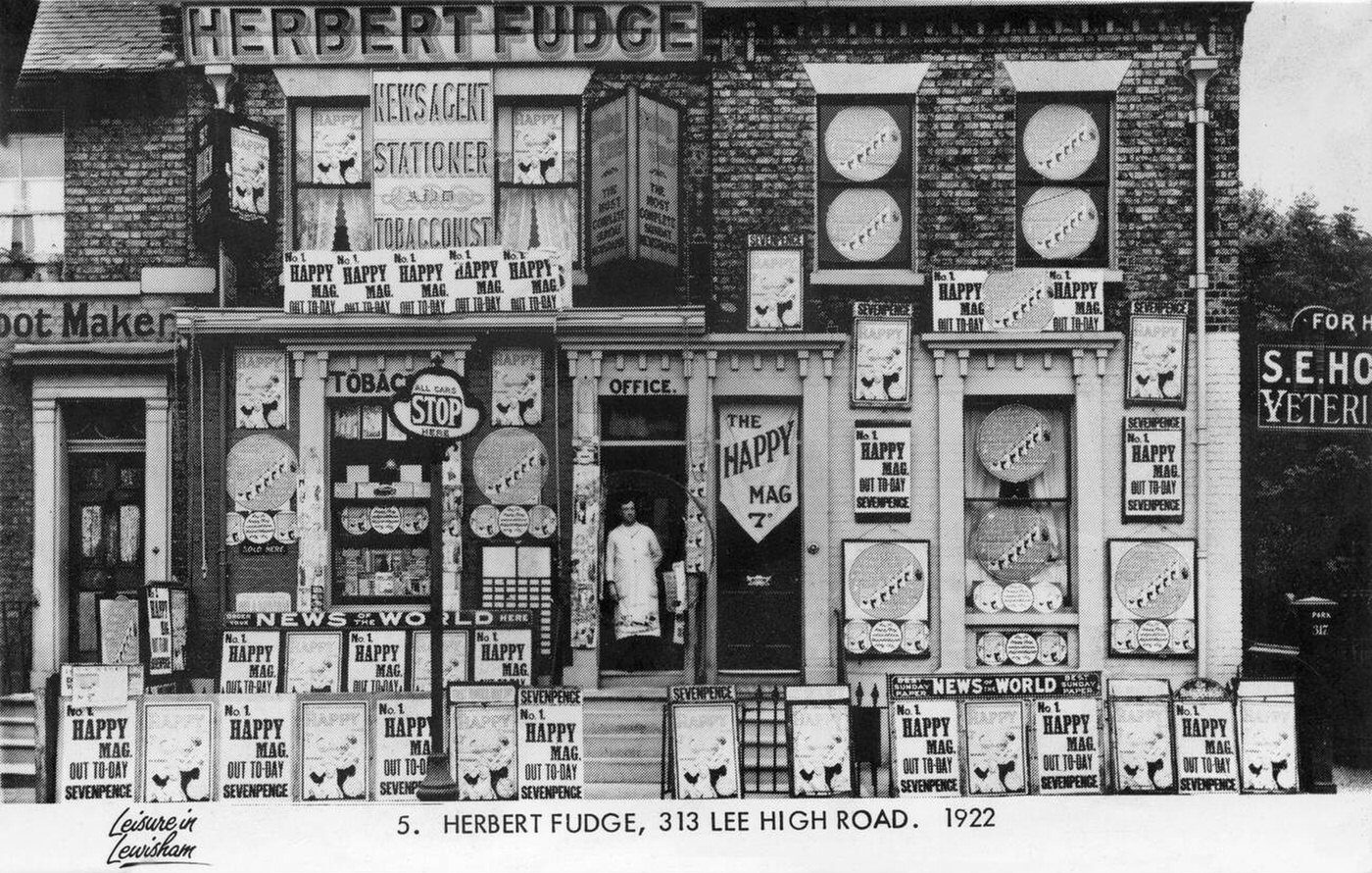 Herbert Fudge Newsagent, 1922.