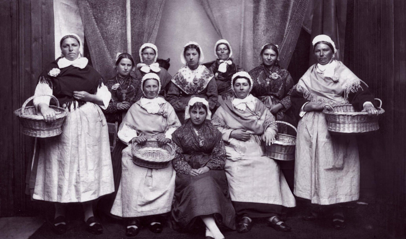 Belgian fisherwomen at the International Fisheries Exhibition in London, 1883.