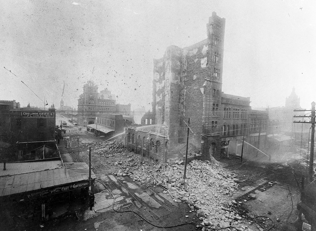 Demolition of old Aviation Building, Fort Worth, 1930