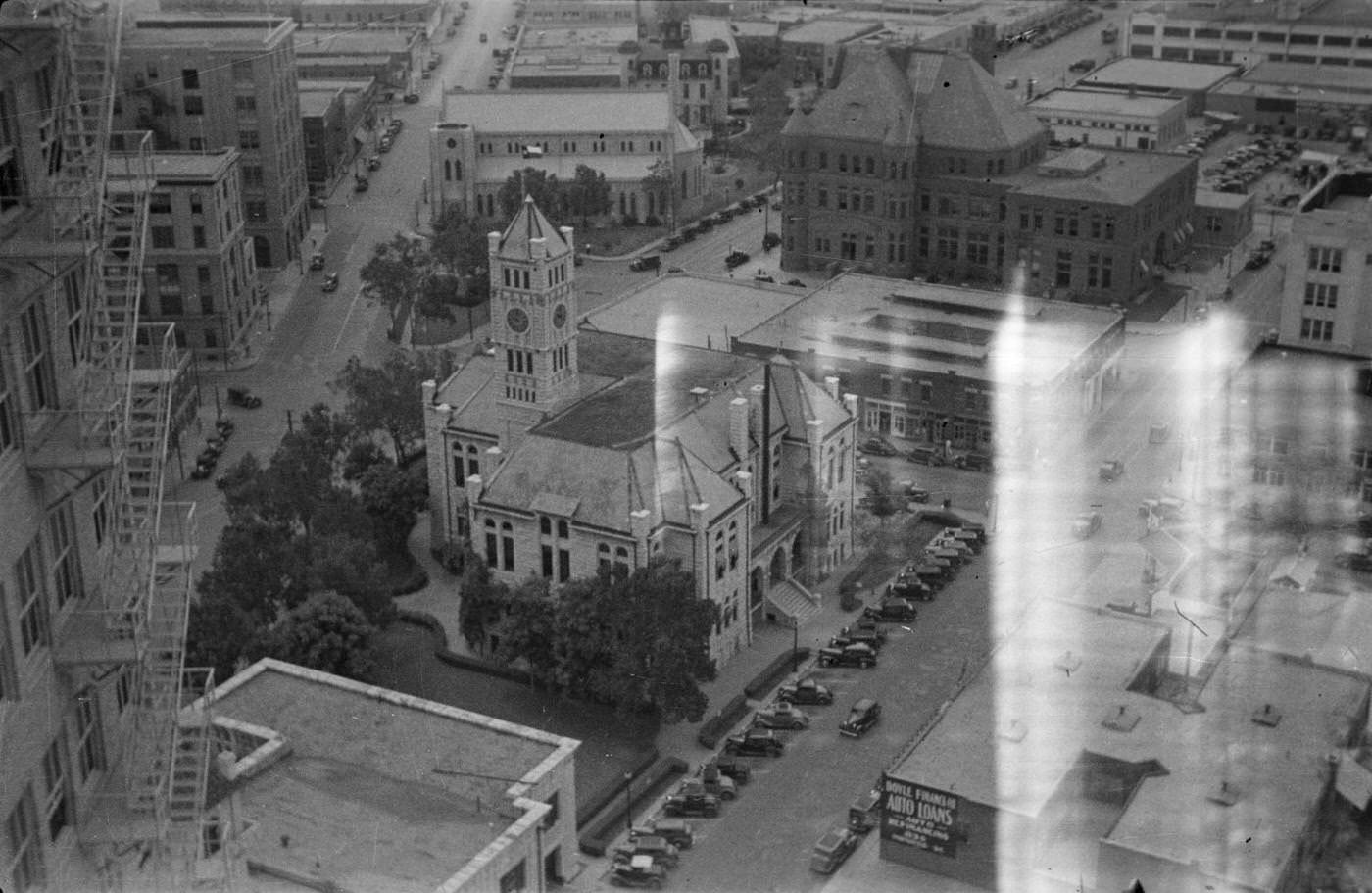 Downtown Fort Worth where Throckmorton and Tenth Street meet, 1937.