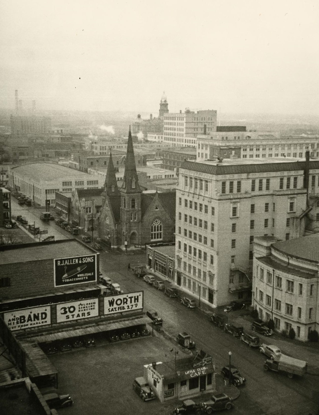 A view of downtown Fort Worth from the old Fort Worth Star-Telegram building, 1930s.