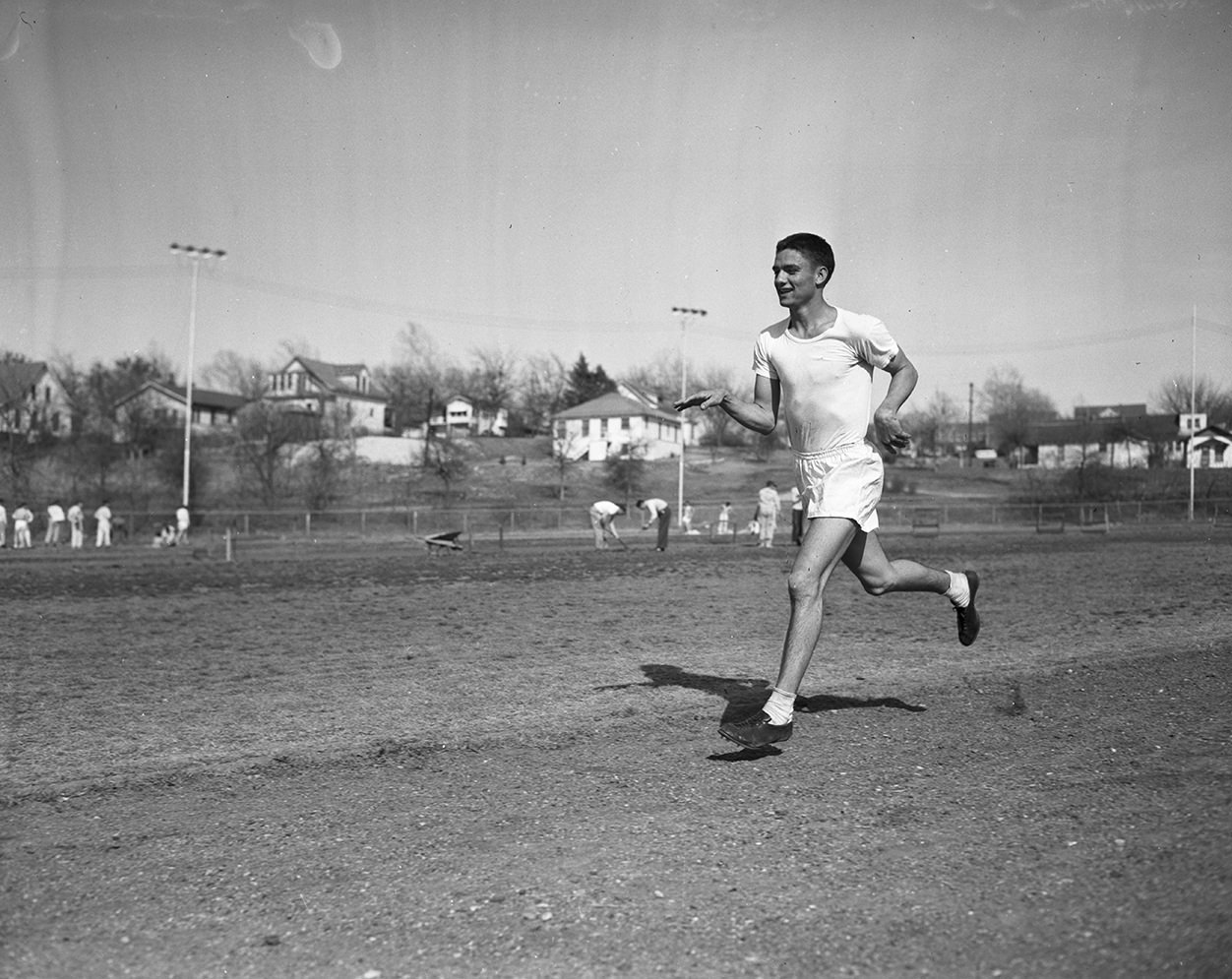 Frank Dunnagan of Poly entered the City Conference one mile race in the Southwestern Recreation Track Meet, 1950.