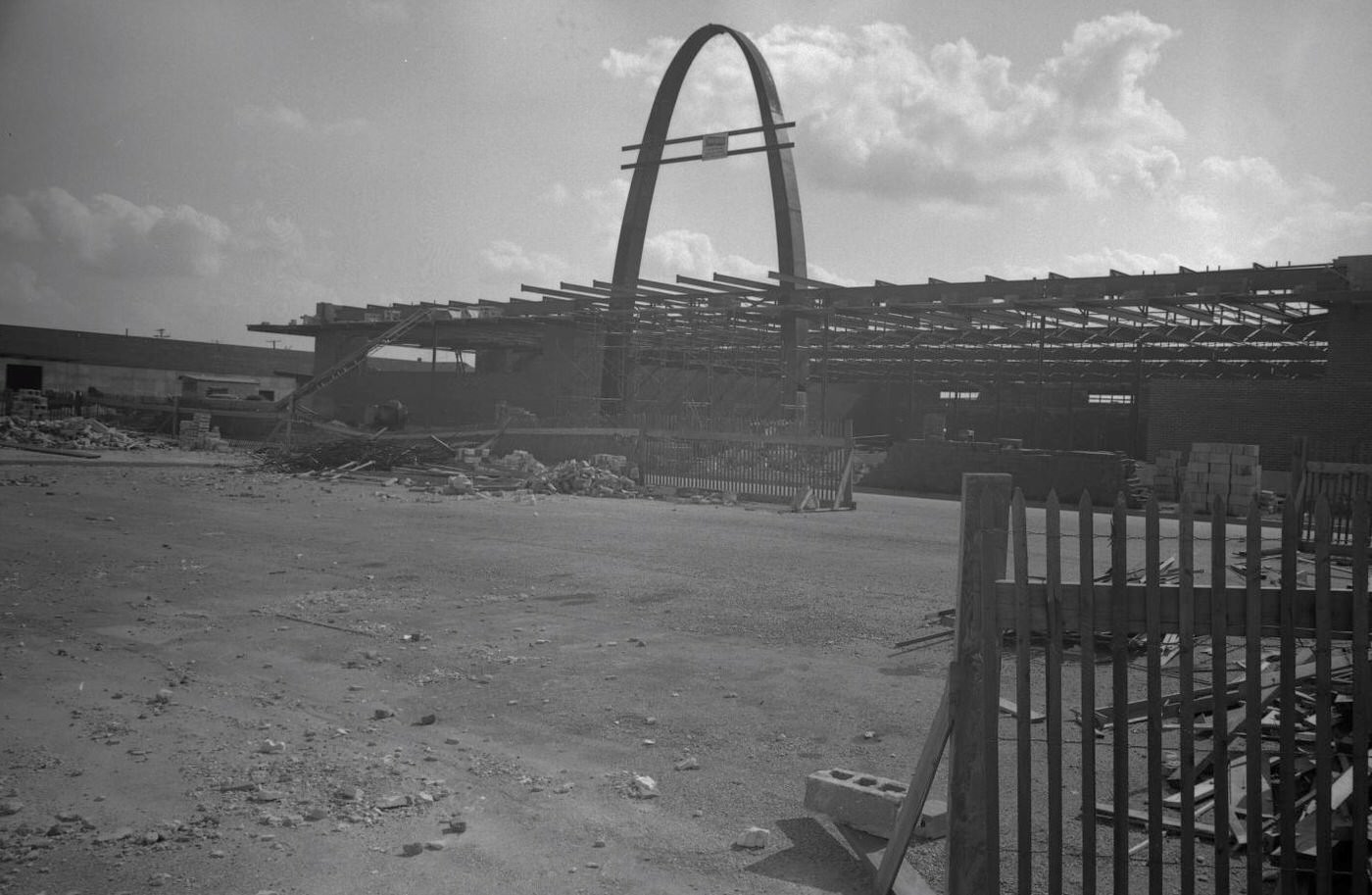 Construction of the Westcliff shopping center in Fort Worth, 1952.