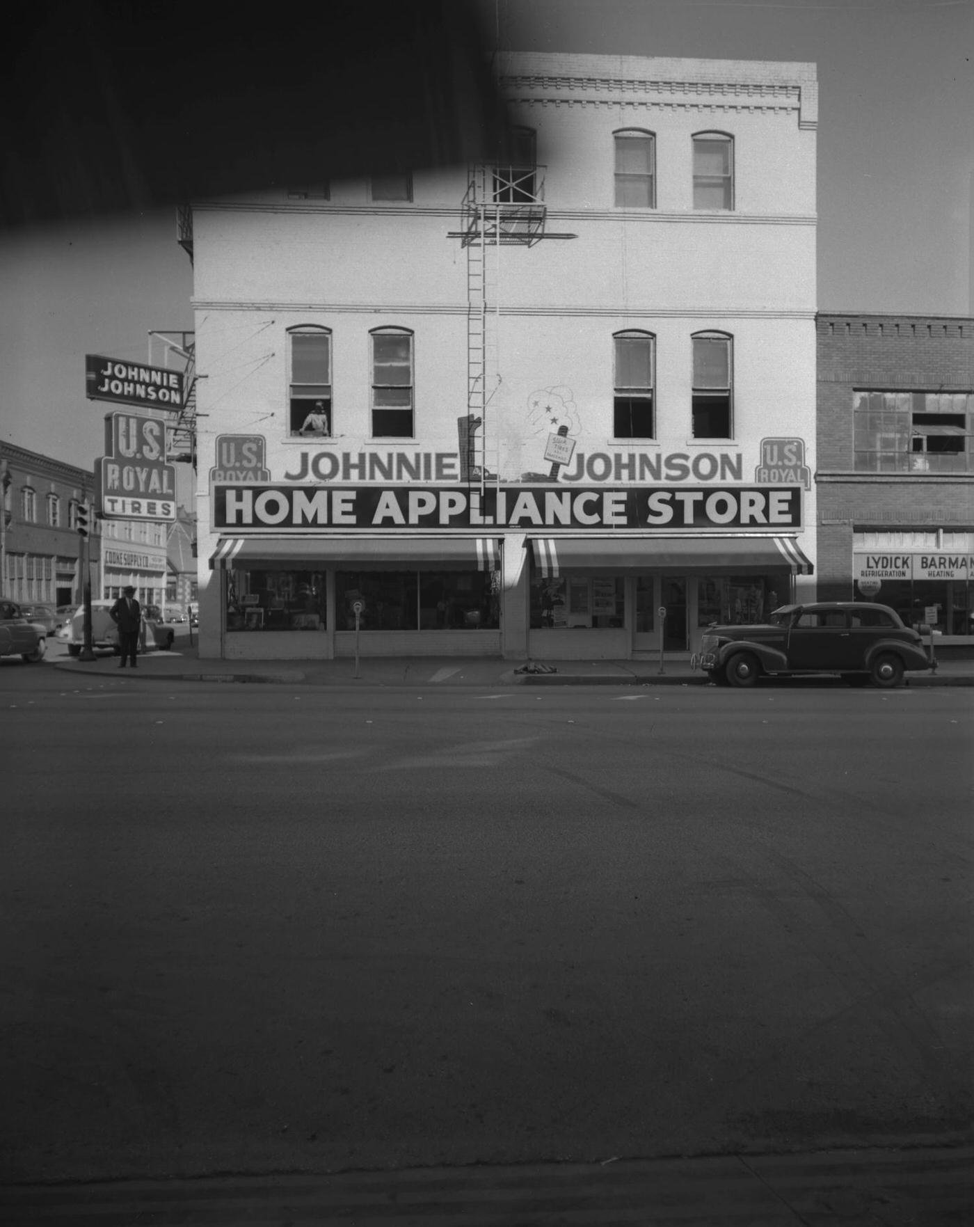 Johnnie Johnson Home Appliance Store in Fort Worth, 1950.