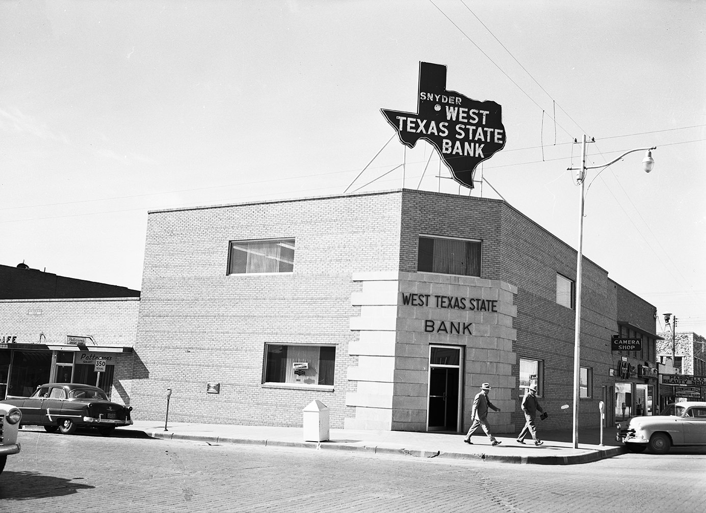 The West Texas State Bank in Snyder, Texas, 1954.