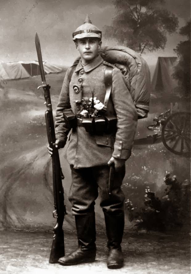 Fabulous Studio Portraits of German Soldiers with Flowers, 1910s