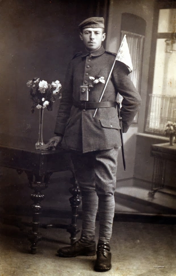 Fabulous Studio Portraits of German Soldiers with Flowers, 1910s