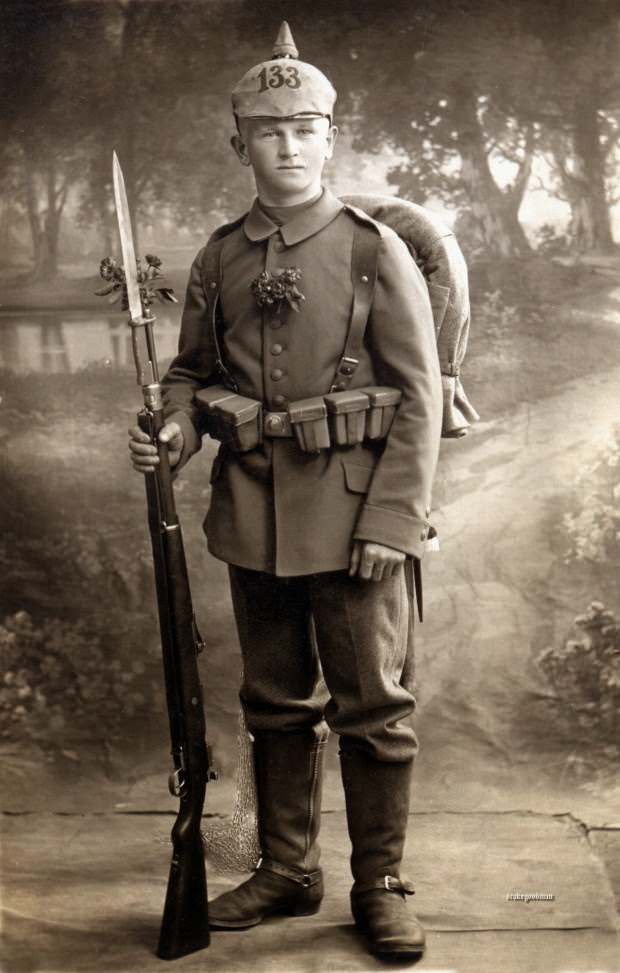 Fabulous Studio Portraits of German Soldiers with Flowers, 1910s