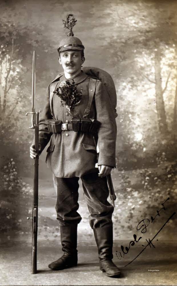Fabulous Studio Portraits of German Soldiers with Flowers, 1910s