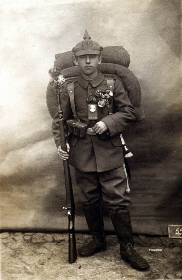 Fabulous Studio Portraits of German Soldiers with Flowers, 1910s