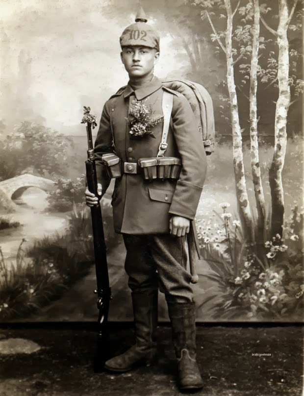 Fabulous Studio Portraits of German Soldiers with Flowers, 1910s