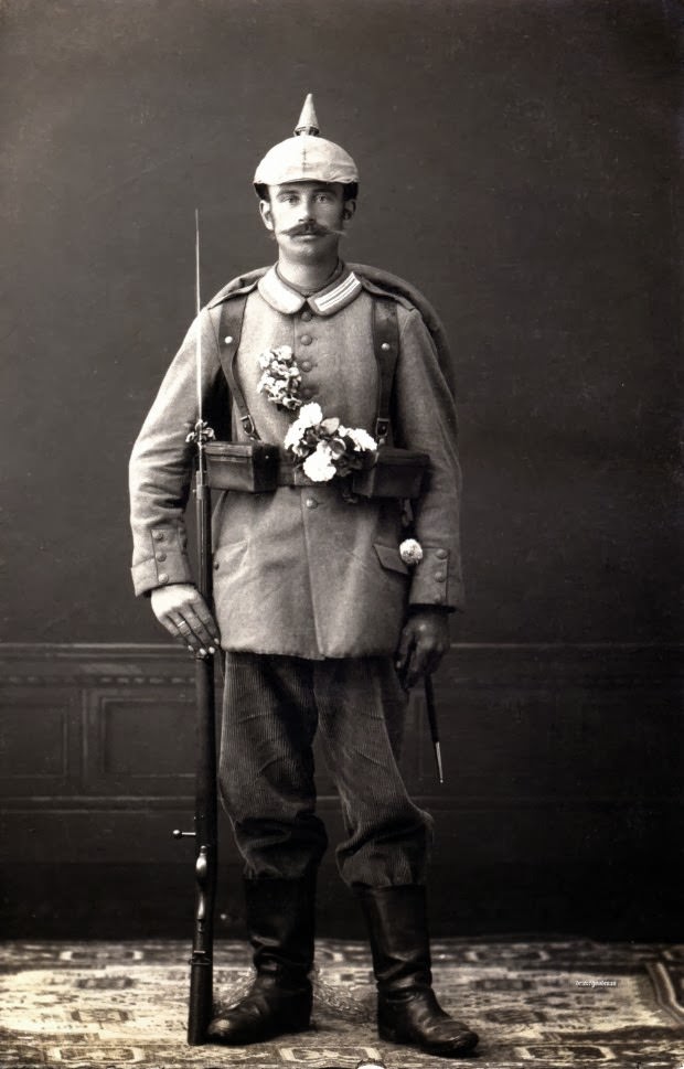 Fabulous Studio Portraits of German Soldiers with Flowers, 1910s