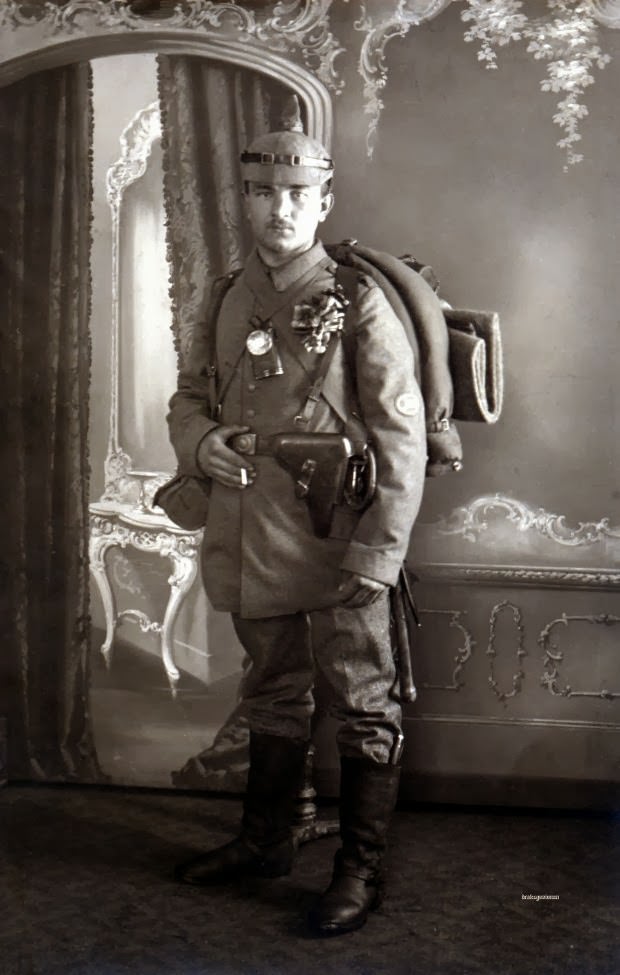 Fabulous Studio Portraits of German Soldiers with Flowers, 1910s