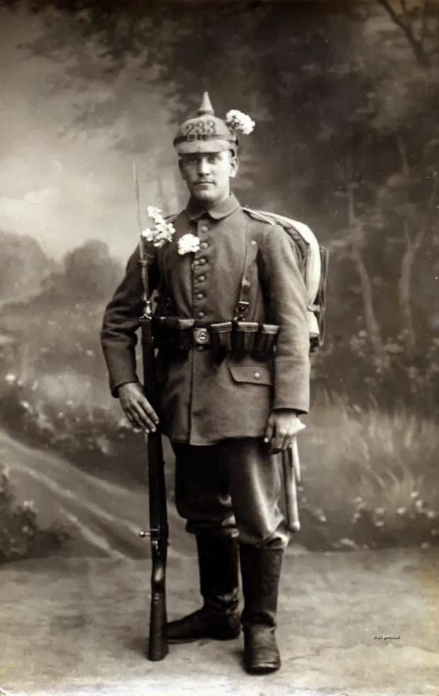 Fabulous Studio Portraits of German Soldiers with Flowers, 1910s
