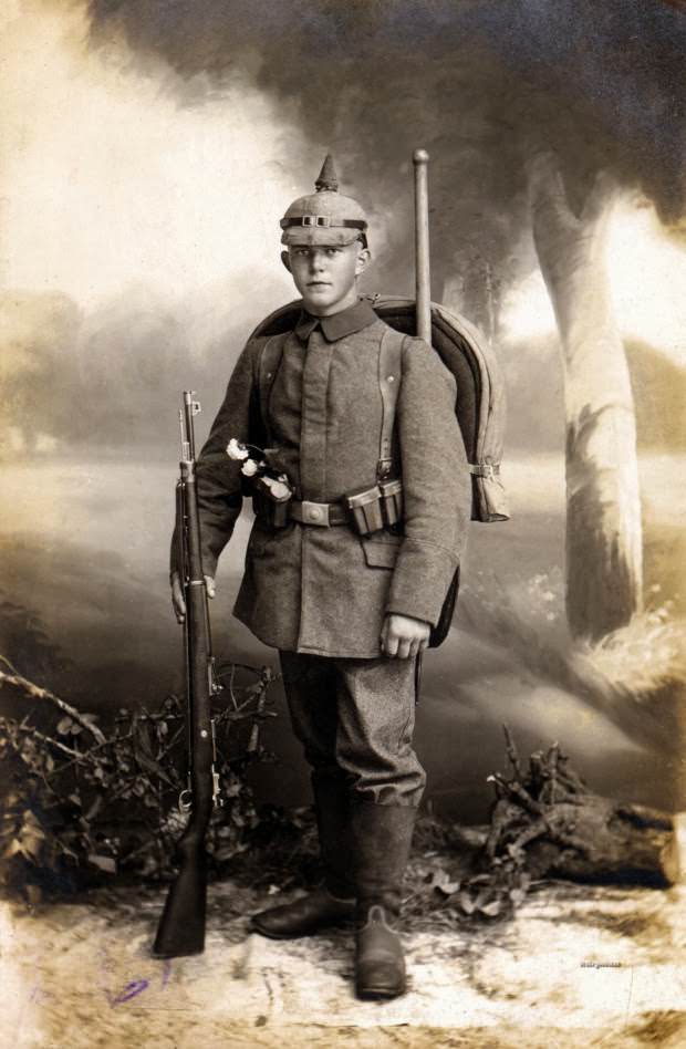 Fabulous Studio Portraits of German Soldiers with Flowers, 1910s