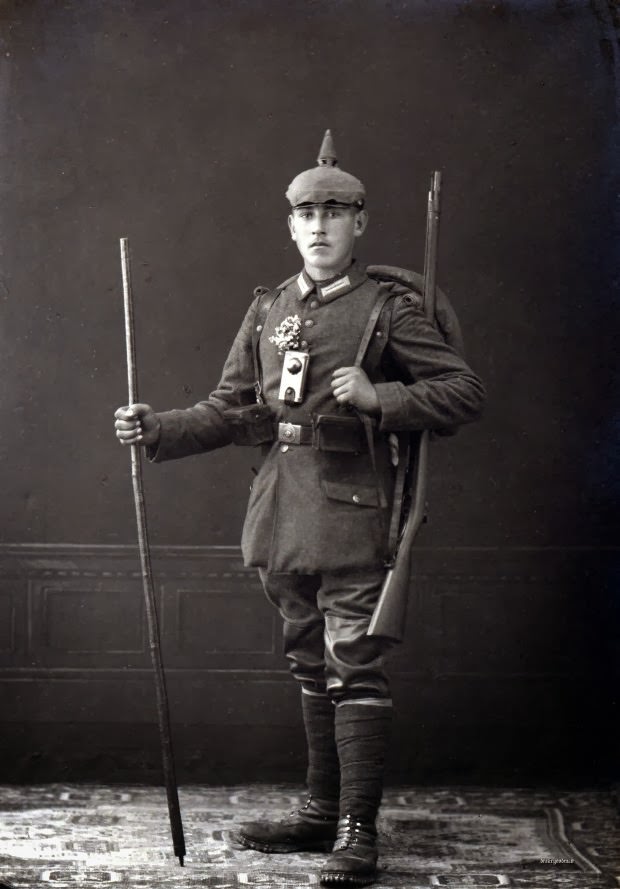 Fabulous Studio Portraits of German Soldiers with Flowers, 1910s