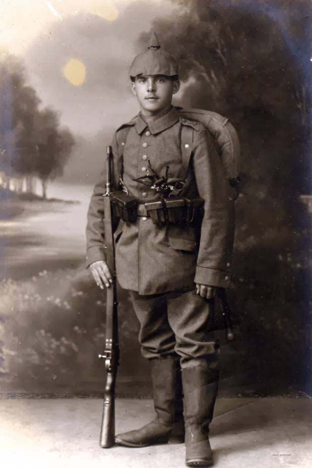 Fabulous Studio Portraits of German Soldiers with Flowers, 1910s