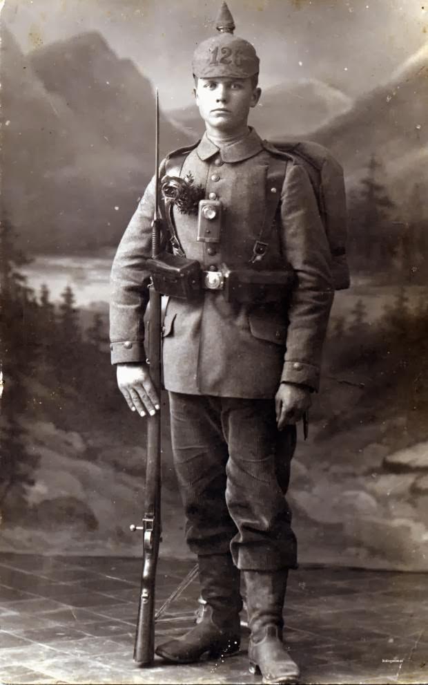 Fabulous Studio Portraits of German Soldiers with Flowers, 1910s