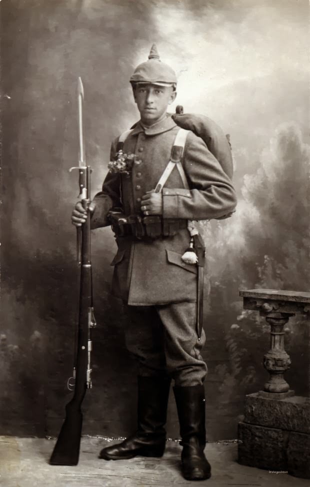 Fabulous Studio Portraits of German Soldiers with Flowers, 1910s
