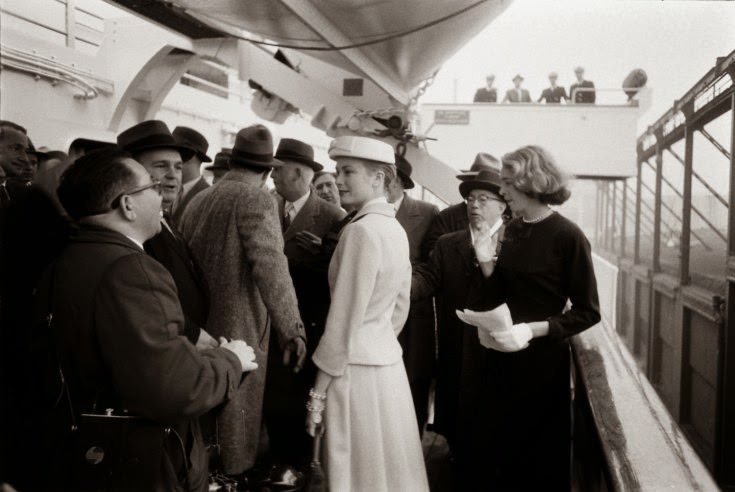Grace Kelly aboard the liner, SS Constitution, on which she traveled to Monaco for her wedding, April 1956