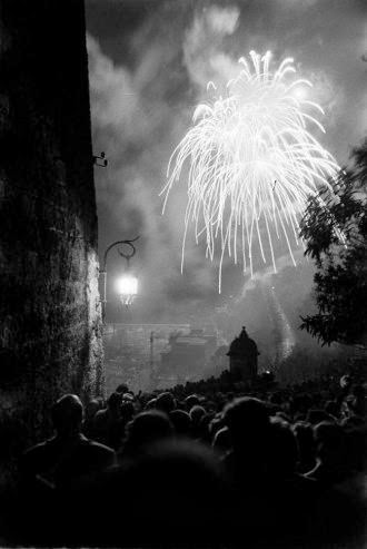 Fireworks light up the sky above Monaco in celebration of the wedding of Prince Rainier III and Grace Kelly, April 1956