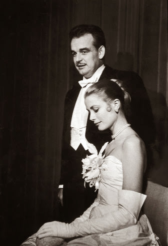 Grace Kelly and Prince Rainier at the Waldorf-Astoria Hotel in New York, the day after announcing their engagement, January 1956