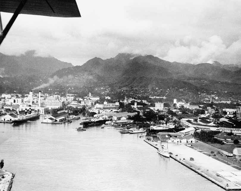 The harbor at Honolulu, Hawaii, 1934.