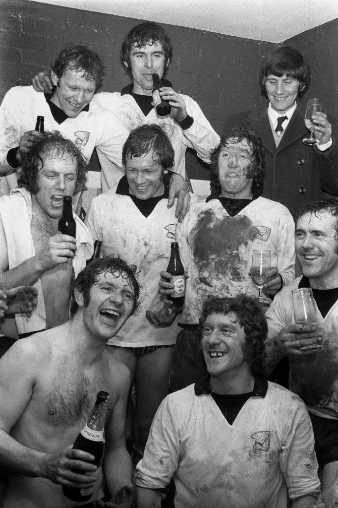 Hereford United's Ronnie Radford and Ricky George in the dressing room, 1972.
