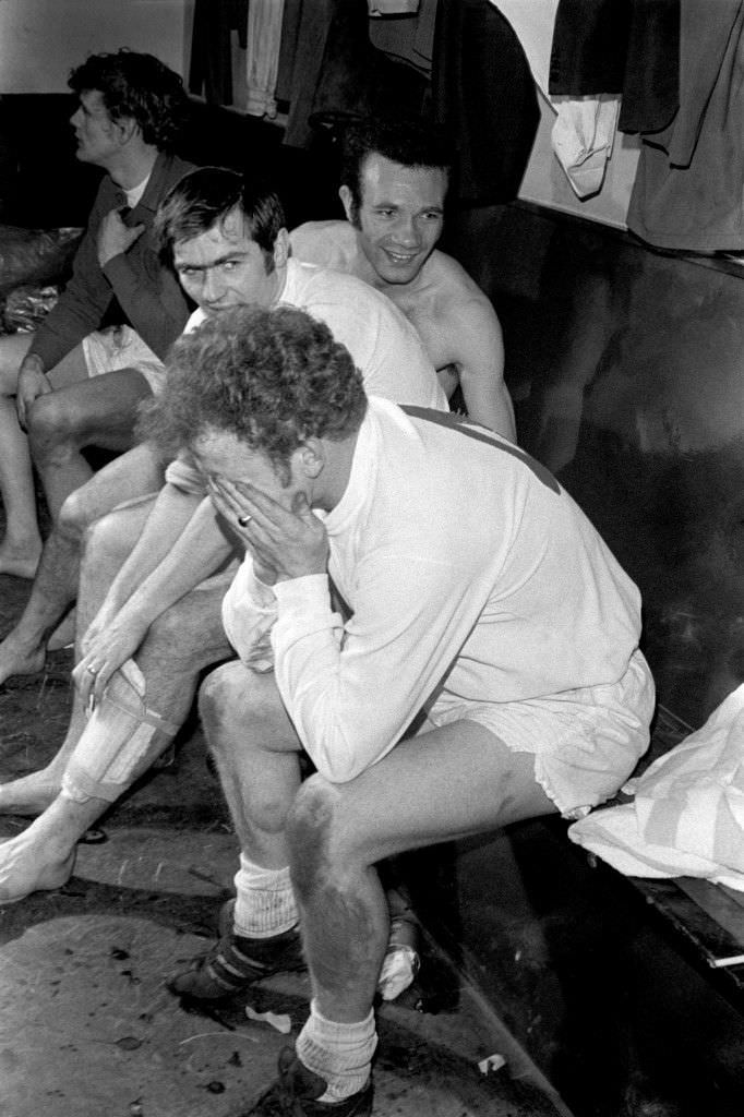 Leeds United's Billy Bremner celebrating after scoring the winning goal, 1970.