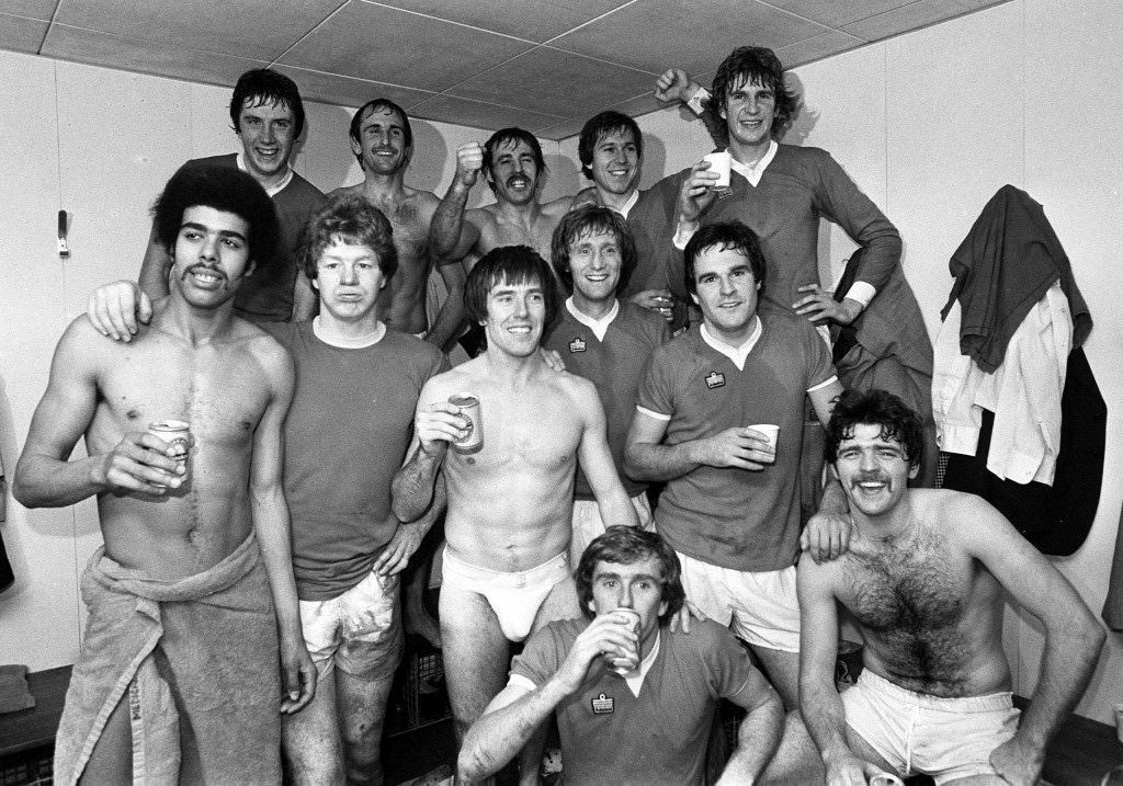 Swindon Town players Andy Rowland, Alan Mayes, and Chris Kamara, 1970s.