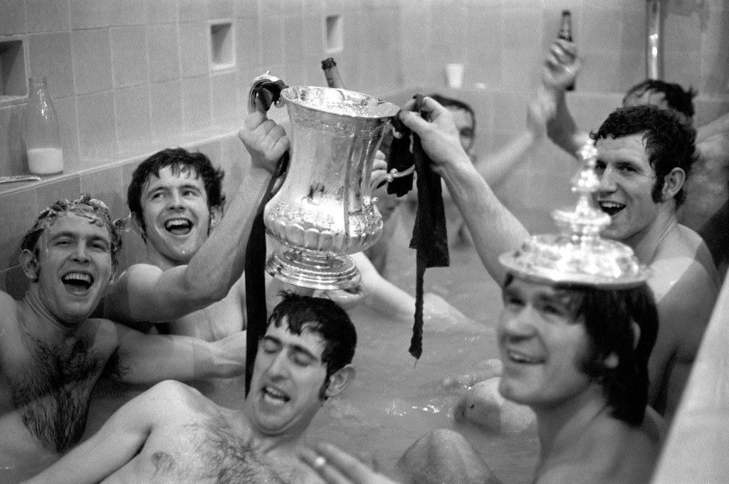 Chelsea's David Webb celebrating after scoring the winning goal, 1970.