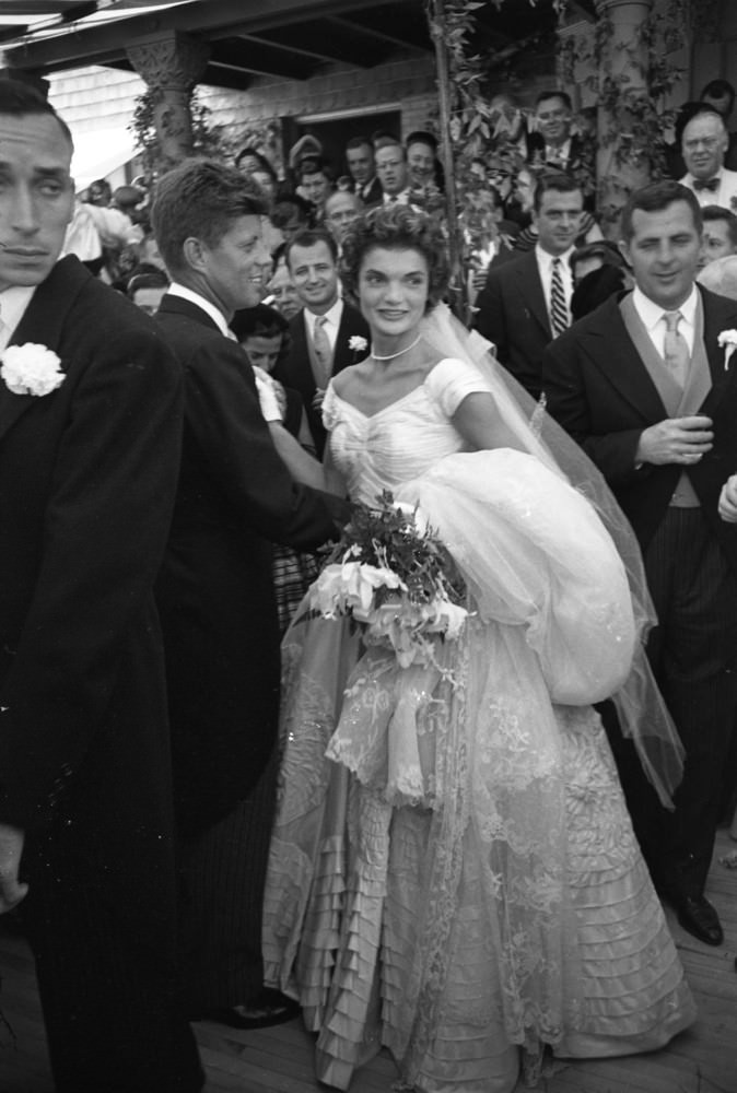 Jacqueline Kennedy and John F. Kennedy after their wedding at Hammerstein Farm, Newport, Rhode Island, 1953.
