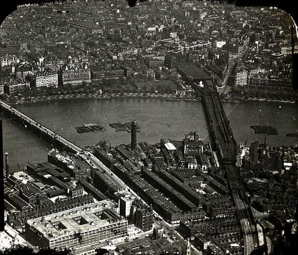 Reversed image of Hungerford Bridge & Waterloo Bridge