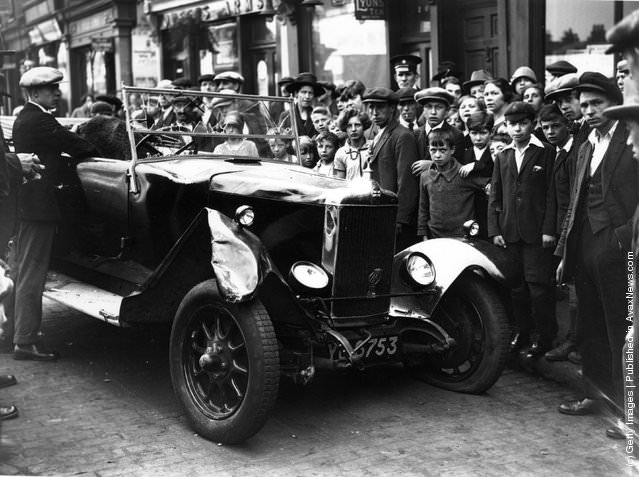 A fatal two-car crash in Stepney Green, east London, 1926.