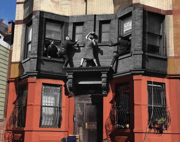 Edna Egbert, who lived at 497 Dean St. in Brooklyn, climbed onto her ledge on March 19, 1942. The News captured the distraught woman fighting with the police as she wobbled on the edge. The building is currently painted red, but remains nearly identical to the way it looked 70 years ago.
