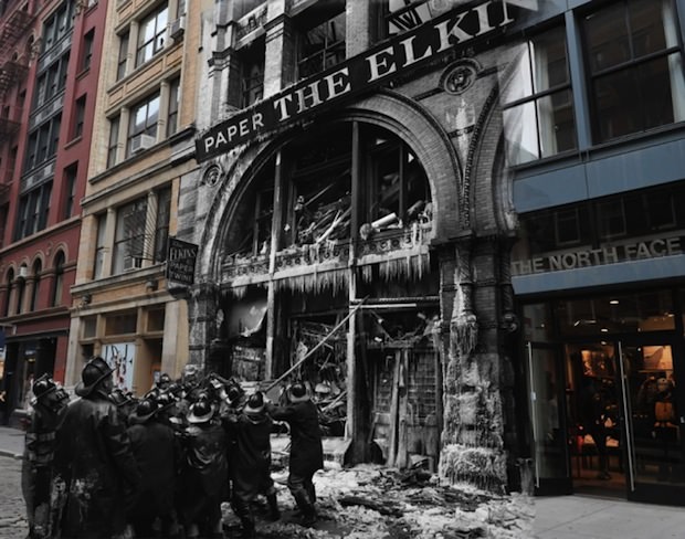 The aftermath of a massive and fatal fire at the Elkins Paper & Twine Co. on Wooster St. on February 16th, 1958.