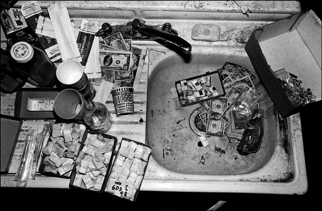 Police raided an apartment and found a large quantity of drugs, 1979.