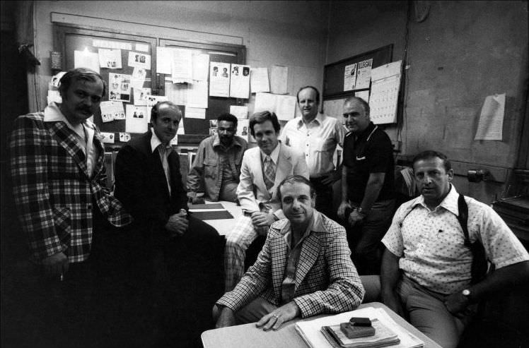 Investigators from the 9th Precinct with Lieutenant Edward Manetho, 1978.