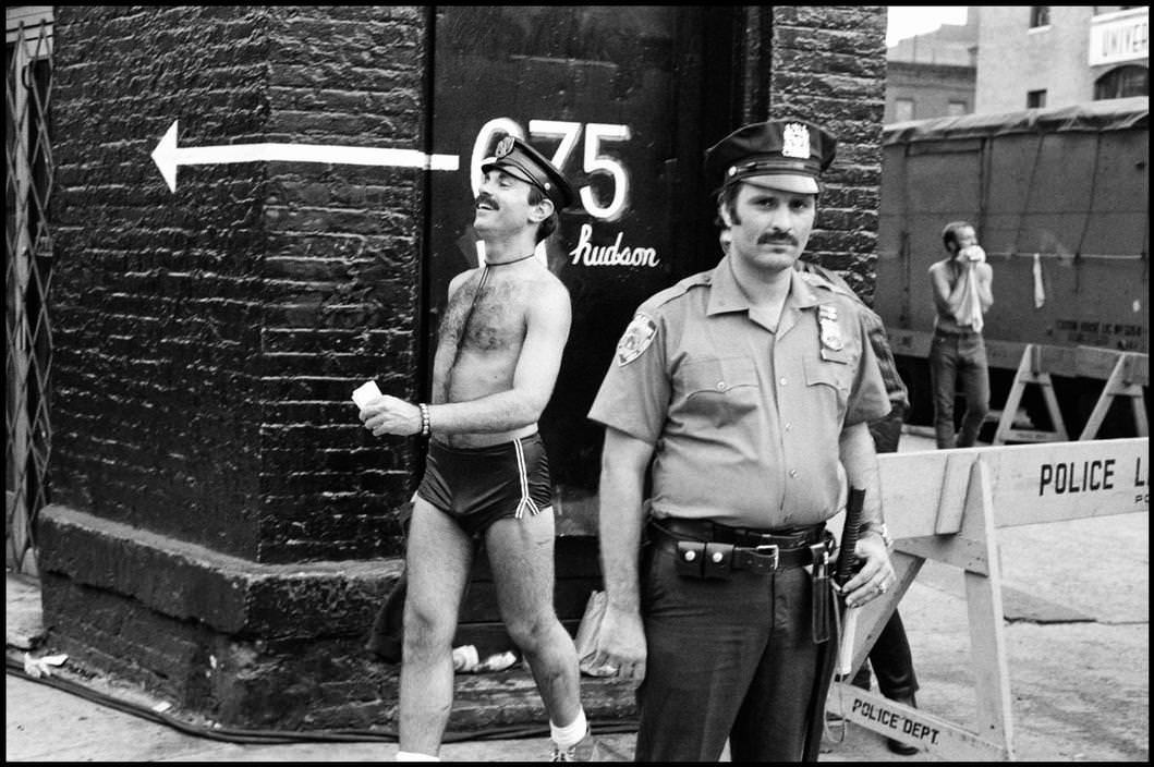 A police officer on duty near the set of the film, 1979.