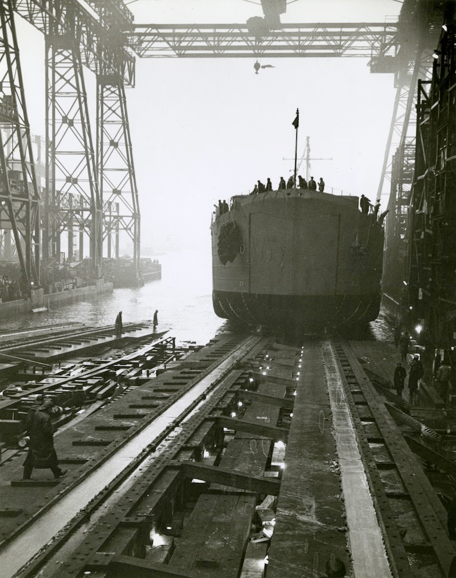Brooklyn Navy Yard was the largest shipbuilding facility in the country, 1940s.