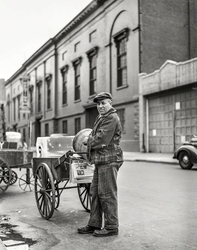 Ice man, New York, 1941.