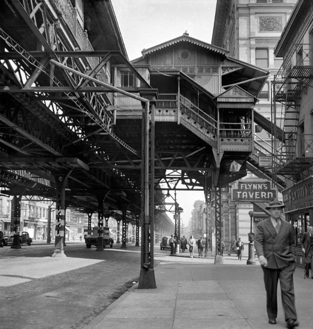 Third Avenue elevated railway at 18th Street, New York, 1942.