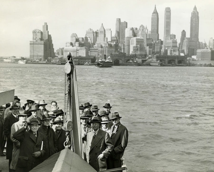 In 1945, a group of newspaper editors traveled to Governors Island to view the headquarters of a major Army command.